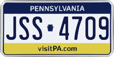 PA license plate JSS4709