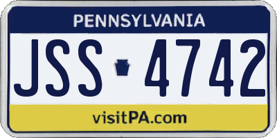 PA license plate JSS4742