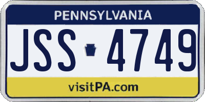 PA license plate JSS4749