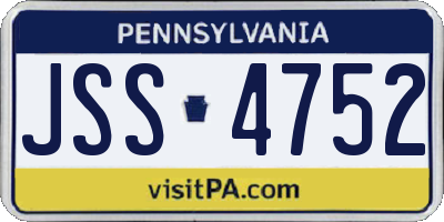 PA license plate JSS4752