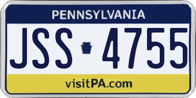 PA license plate JSS4755