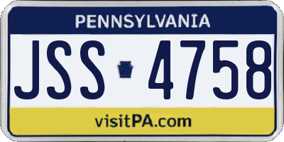 PA license plate JSS4758