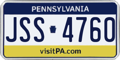 PA license plate JSS4760