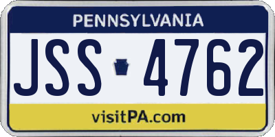 PA license plate JSS4762