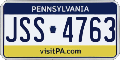 PA license plate JSS4763