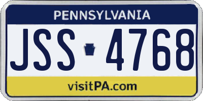 PA license plate JSS4768