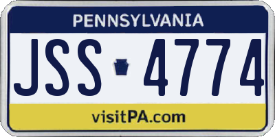 PA license plate JSS4774