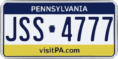 PA license plate JSS4777