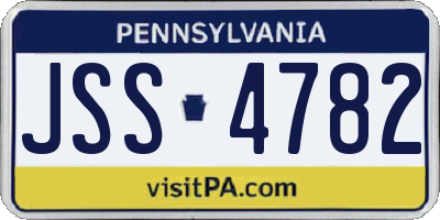 PA license plate JSS4782