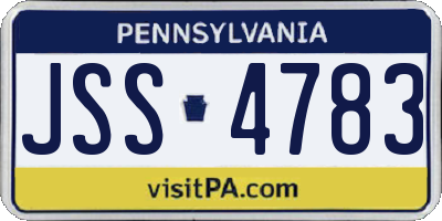 PA license plate JSS4783