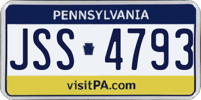 PA license plate JSS4793