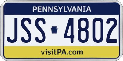 PA license plate JSS4802