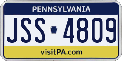 PA license plate JSS4809