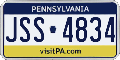 PA license plate JSS4834