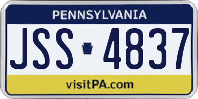PA license plate JSS4837