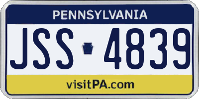 PA license plate JSS4839