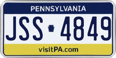 PA license plate JSS4849