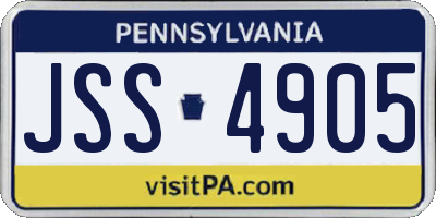 PA license plate JSS4905