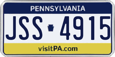 PA license plate JSS4915
