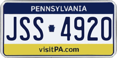 PA license plate JSS4920