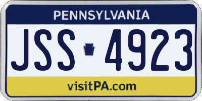 PA license plate JSS4923