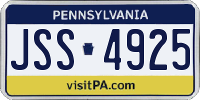 PA license plate JSS4925