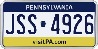 PA license plate JSS4926