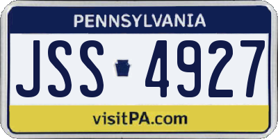 PA license plate JSS4927
