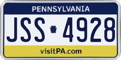 PA license plate JSS4928