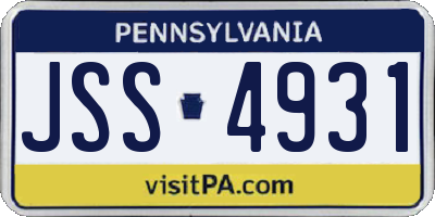 PA license plate JSS4931