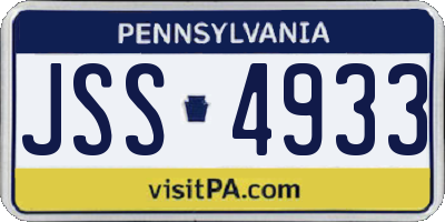 PA license plate JSS4933
