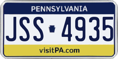 PA license plate JSS4935