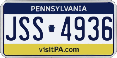 PA license plate JSS4936