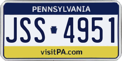 PA license plate JSS4951
