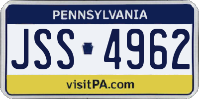 PA license plate JSS4962