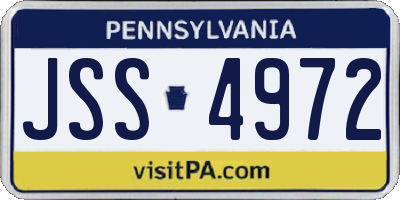 PA license plate JSS4972