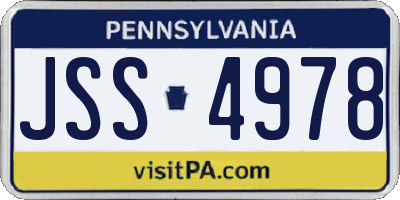 PA license plate JSS4978