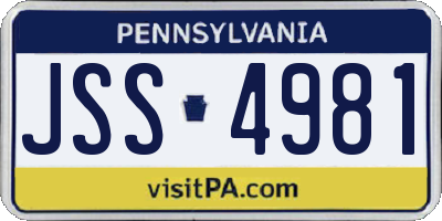 PA license plate JSS4981