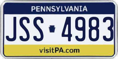 PA license plate JSS4983