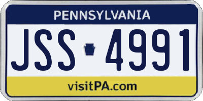 PA license plate JSS4991