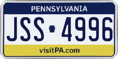 PA license plate JSS4996
