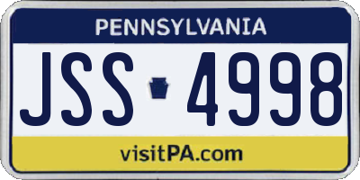 PA license plate JSS4998