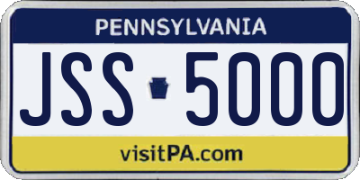 PA license plate JSS5000