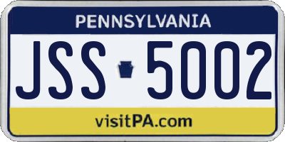PA license plate JSS5002