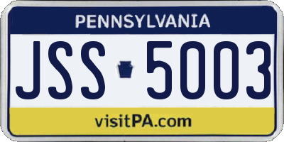 PA license plate JSS5003