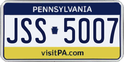 PA license plate JSS5007
