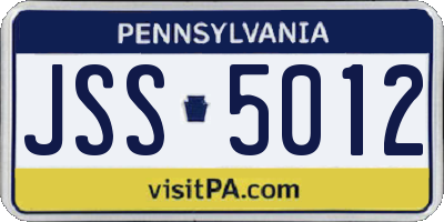 PA license plate JSS5012