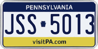 PA license plate JSS5013
