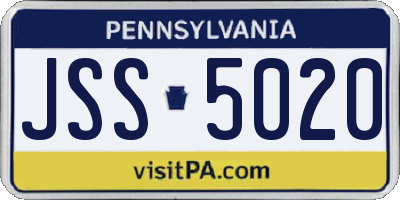 PA license plate JSS5020