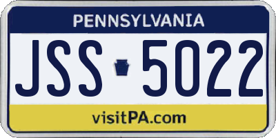 PA license plate JSS5022